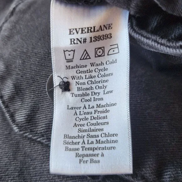 Everlane The Organic Cotton Wide-Leg Twill Black High Rise Pants Womens 8 - Picture 6 of 8